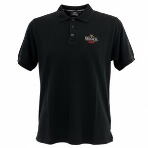 Guinness Official Merchandise Mens Large Black Embroidered Logo Polo Shirt (G40)